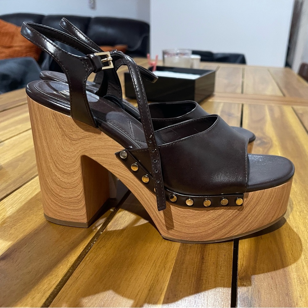 ZARA BROWN BLOCK HEEL